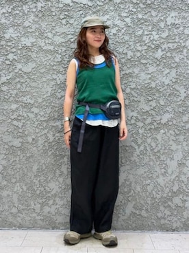 「BEAMS BOY（ビームスボーイ）のリネン ソリッド イージー（その他パンツ、ブラック系）」を使った、BEAMS BOYさん（レディース・153cm）の夏コーディネート