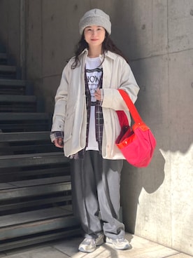 「アイテム（ステンカラーコート）」を使った、BEAMS BOYさん（レディース・153cm）の秋コーディネート