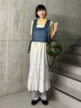 「BEAMS BOY（ビームスボーイ）のジャージー イージー パンツ（その他パンツ、ホワイト系）」を使った、BEAMS BOYさん（レディース・153cm）の夏コーディネート