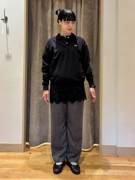 「LACOSTE（ラコステ）の【別注】LACOSTE / ポロシャツ（スウェット、ブラック系）」を使った、BEAMS BOYさん（レディース・166cm）の秋コーディネート