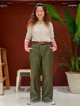 「ボーダーTシャツ」｜BEAMS BOYさん（レディース・161cm）の秋コーディネート