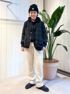 「アイテム（スウェットパンツ、ベージュ系）」を使った、BEAMS BOYさん（レディース・158cm）の秋コーディネート