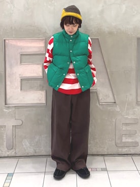 「アイテム（ダウンベスト）」を使った、BEAMS BOYさん（レディース・155cm）の秋コーディネート