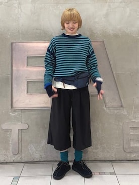 「アイテム（アームカバー）」を使った、BEAMS BOYさん（レディース・155cm）の秋コーディネート