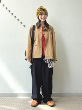 「アイテム（ニットキャップ/ビーニー）」を使った、BEAMS BOYさん（レディース・153cm）の秋コーディネート