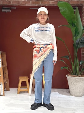 「アイテム（バンダナ/スカーフ）」を使った、BEAMS BOYさん（レディース・155cm）の秋コーディネート