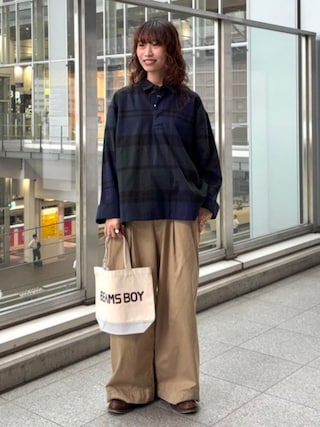 「BEAMS BOY(ビームスボーイ)のビッグ チェック スモック(シャツ/ブラウス)」を使った、BEAMS BOYさん(レディース・158cm)の秋コーディネート