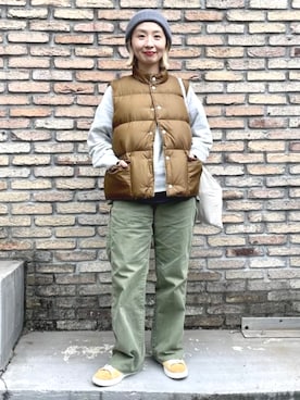 「アイテム（ダウンベスト）」を使った、BEAMS BOYさん（レディース・151cm）の秋コーディネート