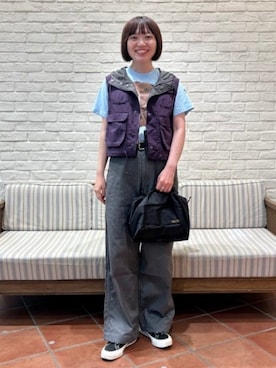 「アイテム（ベスト、パープル系）」を使った、BEAMS BOYさん（レディース・162cm）の夏コーディネート