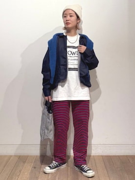 「アイテム（ミリタリージャケット）」を使った、BEAMS BOYさん（レディース・158cm）の冬コーディネート