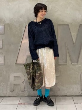 「BEAMS BOY（ビームスボーイ）のBAG’n’NOUN / SHOPPING 'M' CAMO（トートバッグ、その他）」を使った、BEAMS BOYさん（レディース・166cm）の秋コーディネート