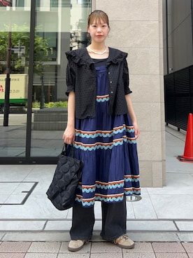 「ティアードスカート」｜BEAMS BOYさん（レディース・159cm）の夏コーディネート