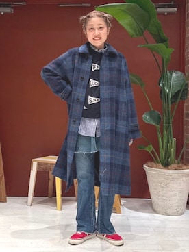 「アイテム（ステンカラーコート）」を使った、BEAMS BOYさん（レディース・155cm）の冬コーディネート