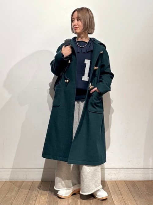 未使用級✨ BEAMS BOY モッサー ロングダッフルコート OLIVE BEAMS BOY（ビームス ボーイ） ダッフルコート コート モッサー ロング