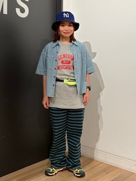 「BEAMS BOY（ビームスボーイ）のジャージー イージー パンツ（その他パンツ、ブルー系）」を使った、BEAMS BOYさん（レディース・153cm）の夏コーディネート