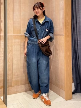 「BEAMS BOY（ビームスボーイ）の【別注】BIGMAC / TSUNAGI（つなぎ/オールインワン、ブルー系）」を使った、BEAMS BOYさん（レディース・166cm）の秋コーディネート