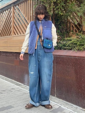 「アイテム（オールインワン・サロペット）」を使った、BEAMS BOYさん（レディース・166cm）の冬コーディネート