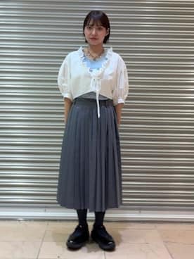 「BEAMS BOY（ビームスボーイ）のミックス プリーツ スカート（スカート、グレー系）」を使った、BEAMS BOYさん（レディース・153cm）の夏コーディネート