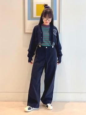 「アイテム（チノパンツ）」を使った、BEAMS BOYさん（レディース・158cm）の秋コーディネート