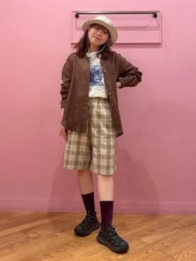 「BEAMS BOY（ビームスボーイ）のCotton Expressions / IMGNTN TEE（Tシャツ/カットソー、グレー系）」を使った、BEAMS BOYさん（レディース・153cm）の夏コーディネート