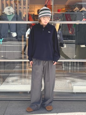 「LACOSTE（ラコステ）のアイテム（ニット/セーター）」を使った、BEAMS BOYさん（レディース・156cm）の秋コーディネート