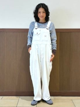「アイテム（オールインワン・サロペット、ホワイト系）」を使った、BEAMS BOYさん（レディース・161cm）の夏コーディネート