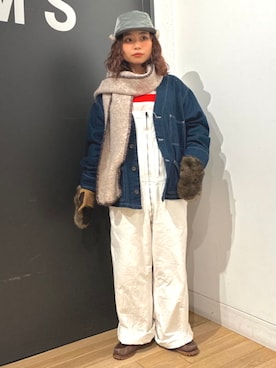 「アイテム（モカシン/デッキシューズ）」を使った、BEAMS BOYさん（レディース・152cm）の冬コーディネート