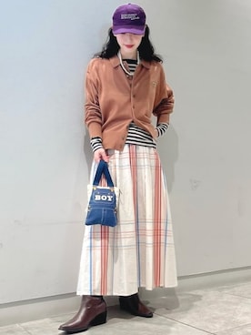 「LACOSTE（ラコステ）のアイテム」を使った、BEAMS BOYさん（レディース・158cm）の春コーディネート