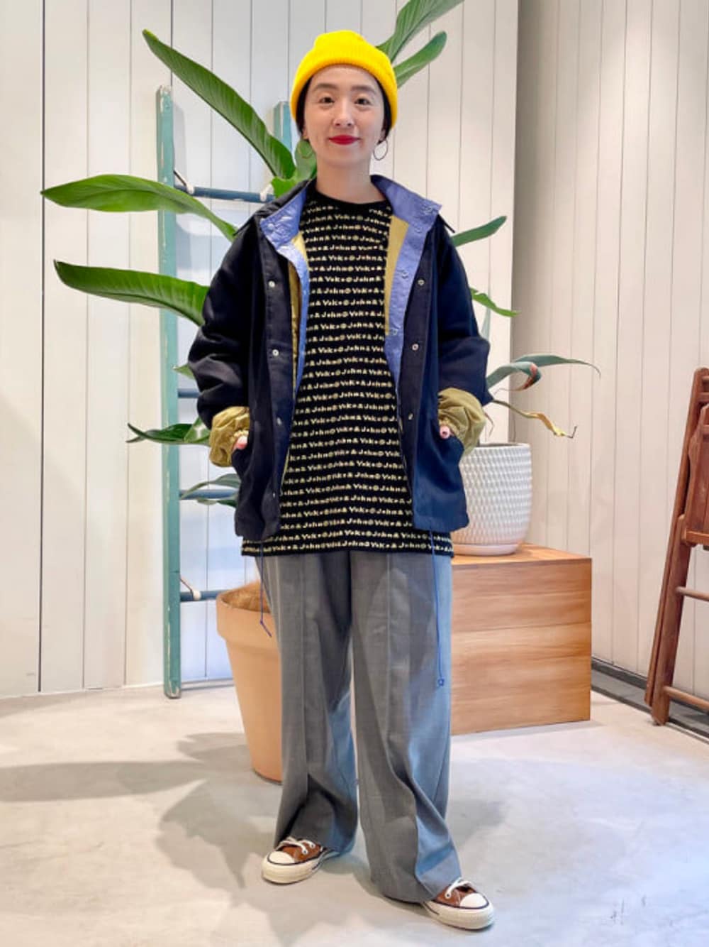 BEAMS BOYのスラックスを使った「ネイビー」の人気ファッション