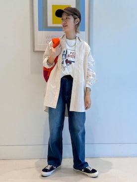 「BEAMS BOY（ビームスボーイ）のビッグ ボタンダウン シャツ（シャツ/ブラウス）」を使った、BEAMS BOYさん（レディース・158cm）の夏コーディネート