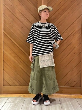 「アイテム（バングル/リストバンド）」を使った、BEAMS BOYさん（レディース・159cm）の夏コーディネート