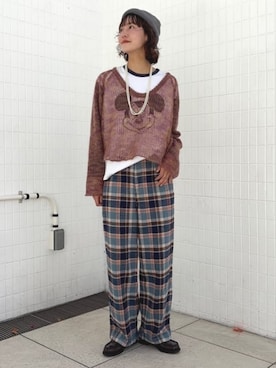 「アイテム（ニットキャップ/ビーニー）」を使った、BEAMS BOYさん（レディース・168cm）の秋コーディネート