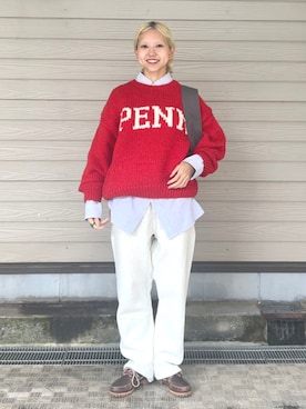 「アイテム（モカシン/デッキシューズ）」を使った、BEAMS BOYさん（レディース・157cm）の秋コーディネート