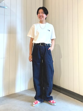 「BEAMS BOY（ビームスボーイ）のBEAMS BOY / 12オンス デニム ペインター パンツ（デニムパンツ、ブルー系）」を使った、BEAMS BOYさん（レディース・153cm）の夏コーディネート