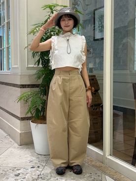 「THE NORTH FACE（ザノースフェイス）のTHE NORTH FACE / Brimmer Hat ＜UV対策＞（ハット、グレー系）」を使った、BEAMS BOYさん（レディース・153cm）の夏コーディネート
