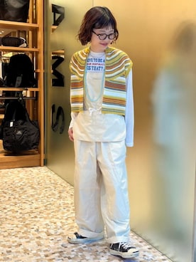 「アイテム（オールインワン・サロペット）」を使った、BEAMS BOYさん（レディース・155cm）の夏コーディネート