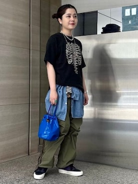 「ダンガリーシャツ」｜「アイテム（パンツ）」を使った、BEAMS BOYさん（レディース・154cm）の夏コーディネート
