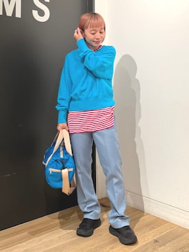 「スラックスパンツ」｜「アイテム（スウェット）」を使った、BEAMS BOYさん（レディース・154cm）の秋コーディネート