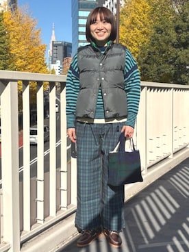 「アイテム（ダウンベスト）」を使った、BEAMS BOYさん（レディース・162cm）の冬コーディネート
