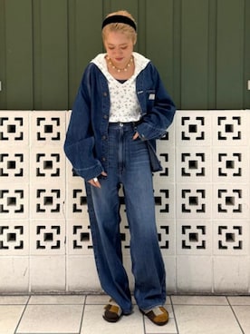 「BEAMS BOY（ビームスボーイ）のフラワー サーマル パーカー（Tシャツ/カットソー、ホワイト系）」を使った、BEAMS BOYさん（レディース・166cm）の秋コーディネート