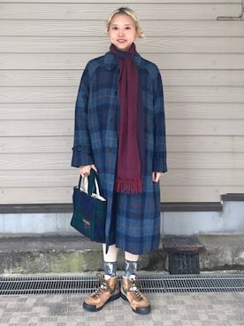 「アイテム（ステンカラーコート）」を使った、BEAMS BOYさん（レディース・157cm）の秋コーディネート