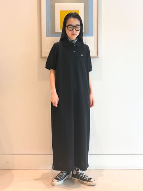 ビームス別注ラコステポロワンピース　ブラック　38 別注】LACOSTE / ポロ ワンピース（ワンピース）｜LACOSTE（ラコステ