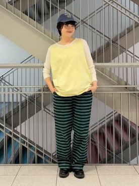 「BEAMS BOY（ビームスボーイ）のジャージー イージー パンツ（その他パンツ、ブルー系）」を使った、BEAMS BOYさん（レディース・153cm）の夏コーディネート