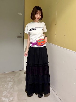 「Champion(チャンピオン)の【別注】Champion / プリント Tシャツ(Tシャツ/カットソー)」を使った、BEAMS BOYさん(レディース・155cm)の夏コーディネート