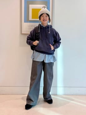 「アイテム（スウェット、ブルー系）」を使った、BEAMS BOYさん（レディース・156cm）の秋コーディネート