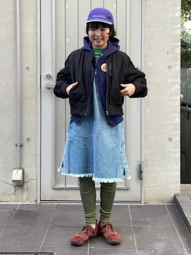 「アイテム（MA-1）」を使った、BEAMS BOYさん（レディース・150cm）の秋コーディネート