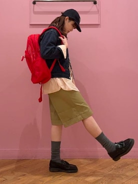 「アイテム（バックパック/リュック）」を使った、BEAMS BOYさん（レディース・157cm）の春コーディネート