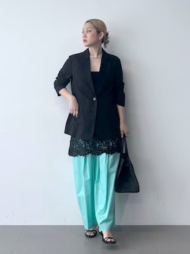 「BARNYARDSTORM（バンヤードストーム）のBARNYARDSTORM / タタックイージーパンツ＜セットアップ対応＞（その他パンツ、ブルー系）」を使った、ニッシさん（レディース・164cm）の春コーディネート