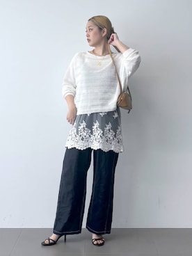 「BARNYARDSTORM（バンヤードストーム）のBARNYARDSTORM / ナローチョーカー 【『VERY』YouTube紹介アイテム】（チョーカー、ゴールド系）」を使った、ニッシさん（レディース・164cm）の春コーディネート