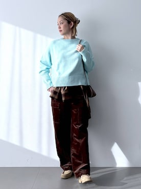 「アイテム（シュシュ）」を使った、ニッシさん（レディース・164cm）の冬コーディネート